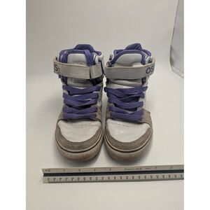 Osiris Womens High Top Skate Shoes White Purple Grey Suede Ankle Strap Sneaker